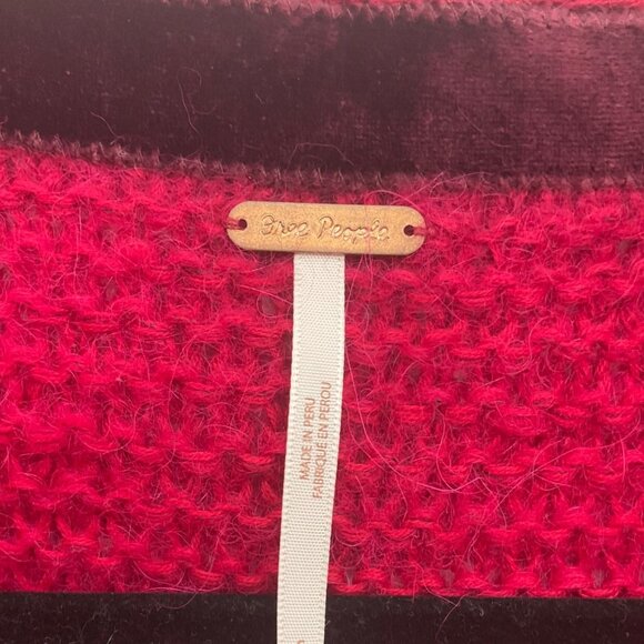 Free People S V-Neck Oversized Knit Sweater All Mine Hot Pink Alpaca Bl Slouchy - Picture 4 of 10